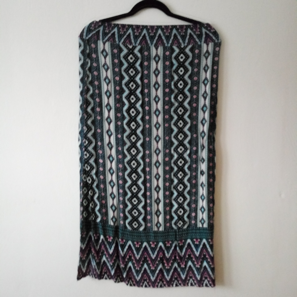 Blue and white patterned maxi skirt